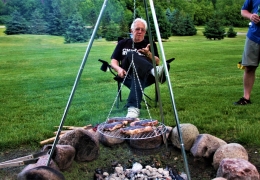 Steaks over the fire