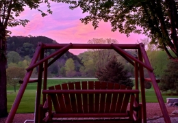 Gentling swinging to the sunrise at the Bear cabin