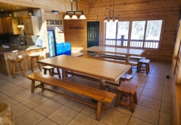 Large eating and gathering space with ramp for handicap entrance