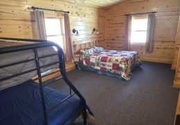 Large upstairs bedroom with twin over full bunk