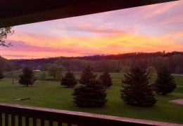 Sunrise on the deck of the Loon Cabin