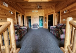 Upper level sitting area showcasing majestic bluff view