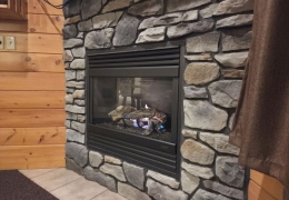 Gas fireplace makes the cabin warm and cozy