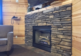 Gas fireplace makes the cabin warm and cozy