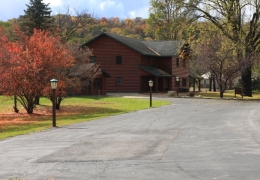 Northwood East and West Cabins and large parking lot