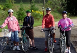 Biking on the paved bike trail that runs through the resort
