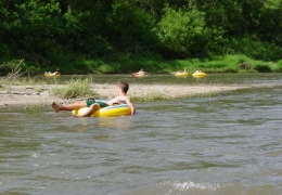 Tubing down the Root River (tube rental available at the resort)