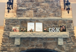 Fireplace mantle to display Mr. and Mrs