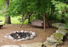 Personal Firepit and Picnic Area complete with a large wooden swing